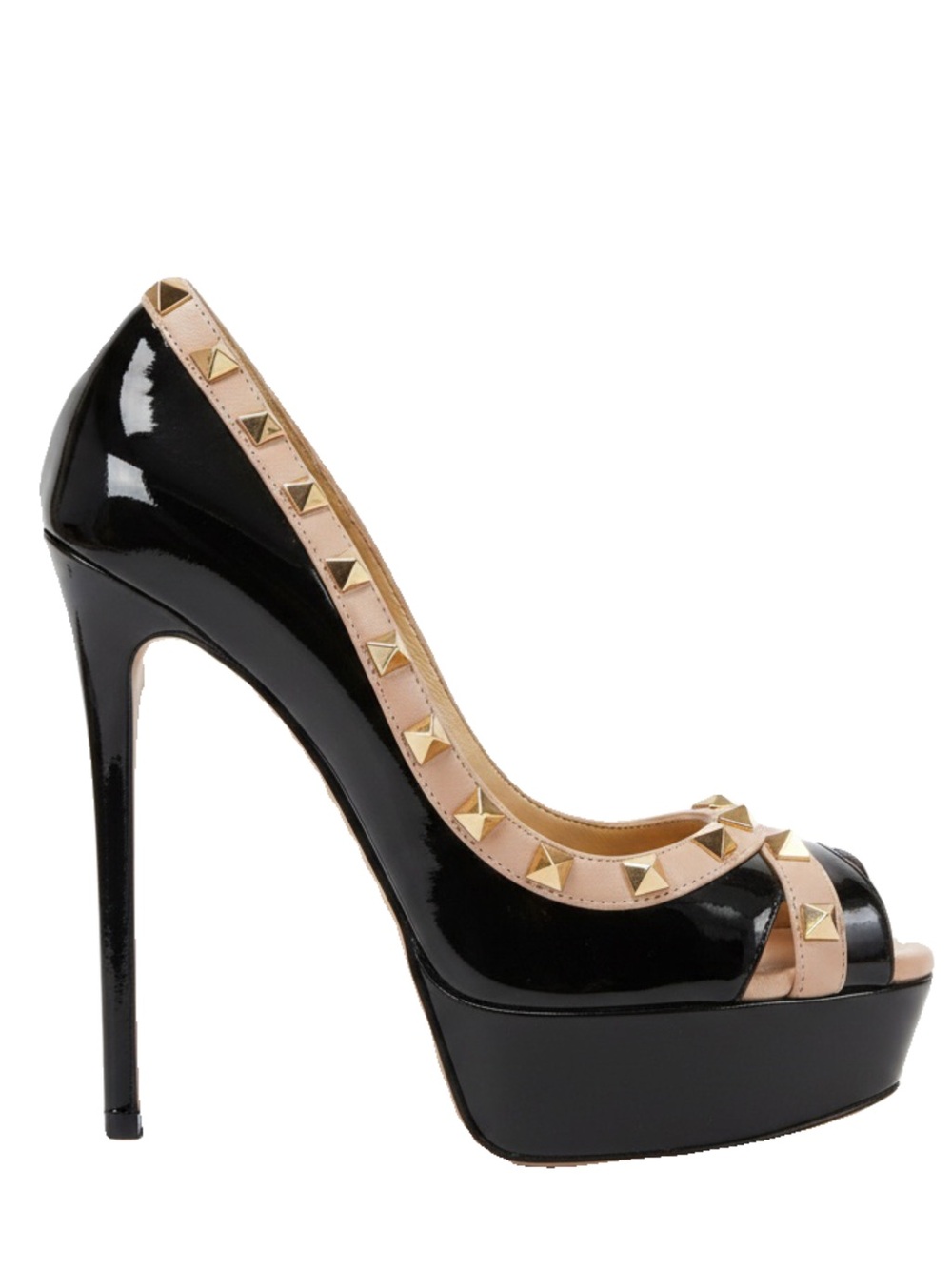 🛍️ Valentino Garavani Authentic Rockstud Peep-Toe Platform Pumps